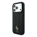 Guess Guess iPhone 18 Pro/iPhone 17 Pro Hartschalenhülle MagSafe PU Streifen Pfingstrose 4G-Logo - Schwarz