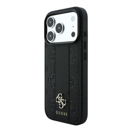 Guess Guess iPhone 18 Pro Hoesje - MagSafe - PU - streeppatroon - harde behuizing - Peony 4G-logo - Zwart Guess Guess iPhone 18 Pro Hoesje - MagSafe - PU - streeppatroon - harde behuizing - Peony 4G-logo - Zwart