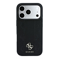 Guess Guess iPhone 18 Pro/iPhone 17 Pro Hartschalenhülle MagSafe PU Streifen Pfingstrose 4G-Logo - Schwarz