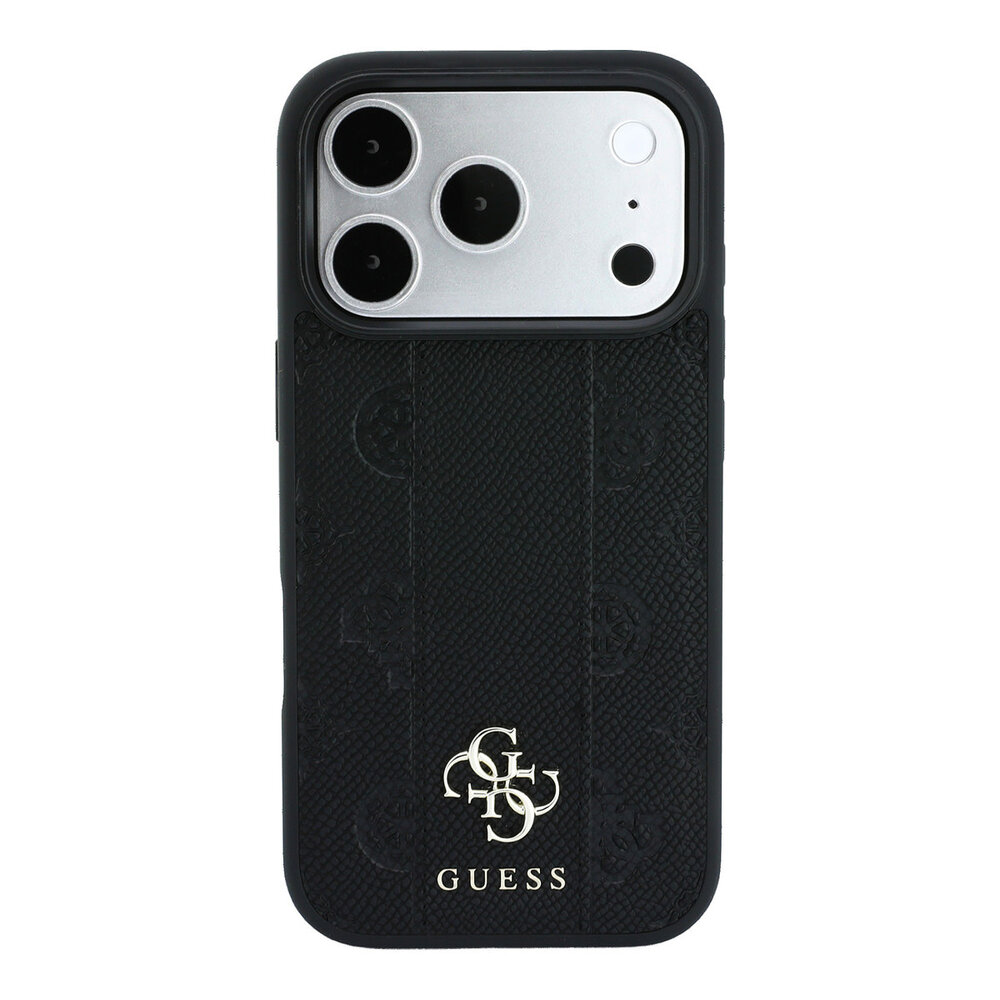 Guess Guess iPhone 18 Pro Hoesje - MagSafe - PU - streeppatroon - harde behuizing - Peony 4G-logo - Zwart Guess Guess iPhone 18 Pro Hoesje - MagSafe - PU - streeppatroon - harde behuizing - Peony 4G-logo - Zwart