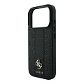 Guess Guess iPhone 18 Pro/iPhone 17 Pro Hartschalenhülle MagSafe PU Streifen Pfingstrose 4G-Logo - Schwarz