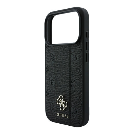 Guess Guess iPhone 18 Pro Hoesje - MagSafe - PU - streeppatroon - harde behuizing - Peony 4G-logo - Zwart Guess Guess iPhone 18 Pro Hoesje - MagSafe - PU - streeppatroon - harde behuizing - Peony 4G-logo - Zwart