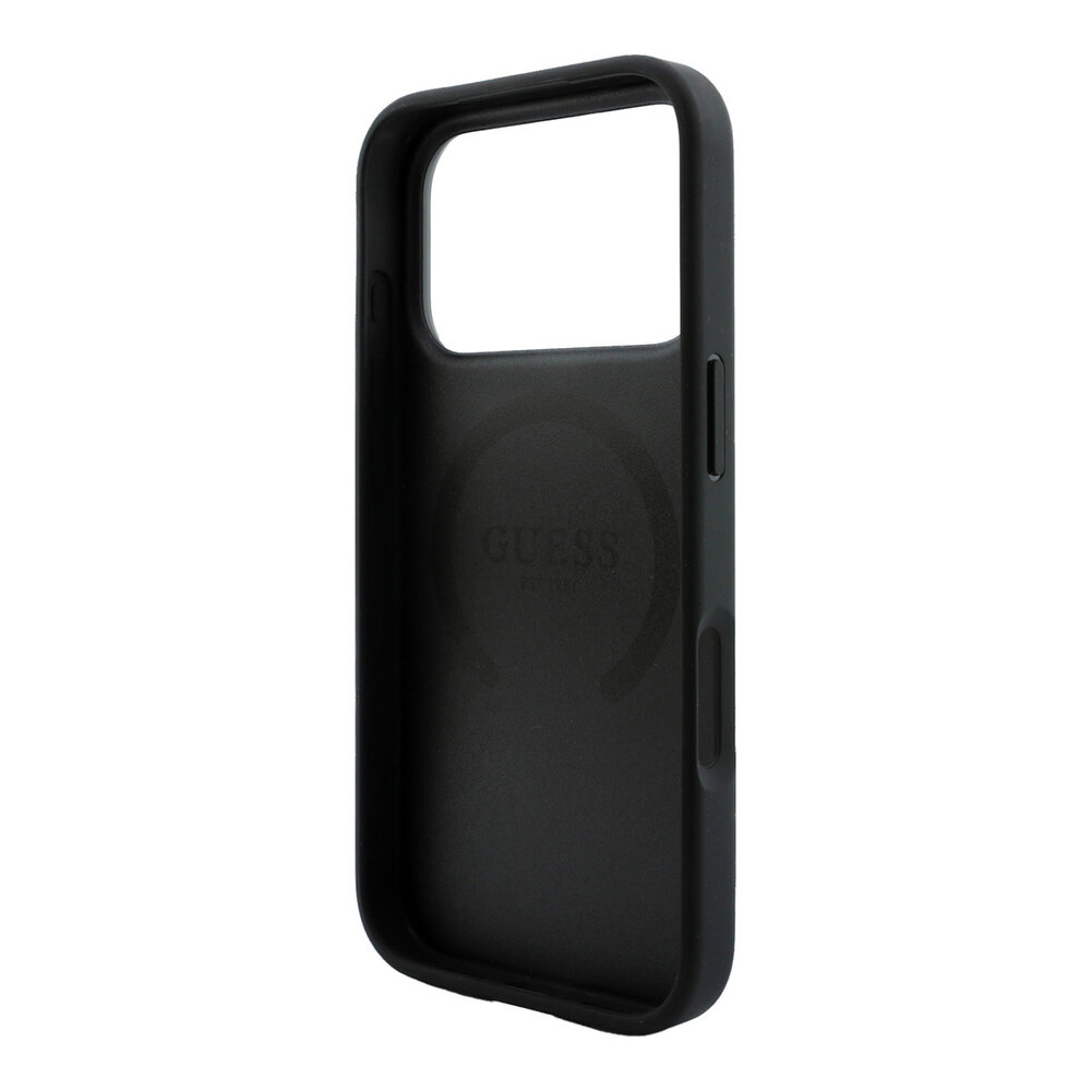 Guess Guess iPhone 18 Pro Hoesje - MagSafe - PU - streeppatroon - harde behuizing - Peony 4G-logo - Zwart Guess Guess iPhone 18 Pro Hoesje - MagSafe - PU - streeppatroon - harde behuizing - Peony 4G-logo - Zwart