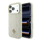 Guess Guess iPhone 18 Pro Max Hoesje - MagSafe - PU - streeppatroon - harde behuizing - Peony 4G-logo - Beige