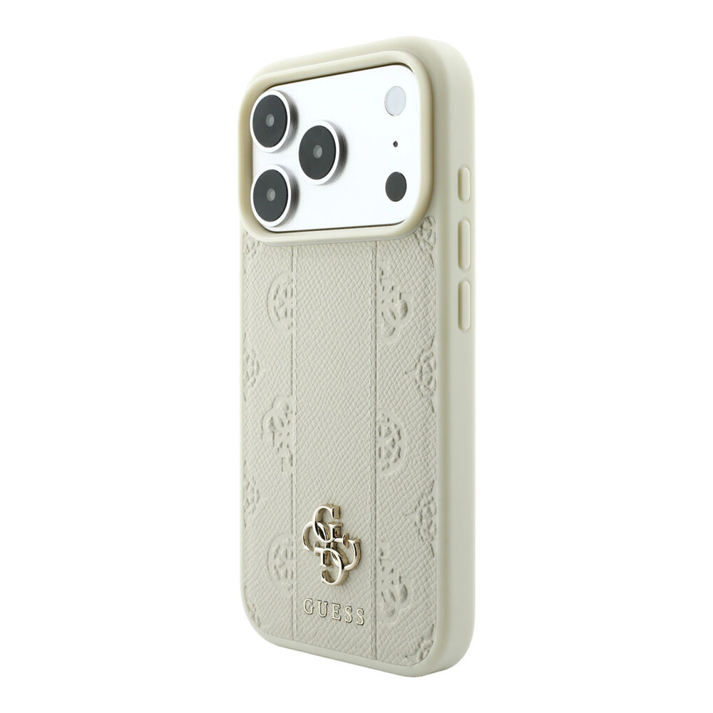 Guess Guess iPhone 18 Pro Max Hoesje - MagSafe - PU - streeppatroon - harde behuizing - Peony 4G-logo - Beige Guess Guess iPhone 18 Pro Max Hoesje - MagSafe - PU - streeppatroon - harde behuizing - Peony 4G-logo - Beige