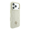 Guess Guess iPhone 18 Pro Max/iPhone 17 Pro Max Hartschalenhülle MagSafe PU Streifen Pfingstrose 4G-Logo - Beige