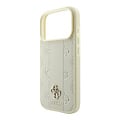 Guess Guess iPhone 18 Pro Max/iPhone 17 Pro Max Hartschalenhülle MagSafe PU Streifen Pfingstrose 4G-Logo - Beige