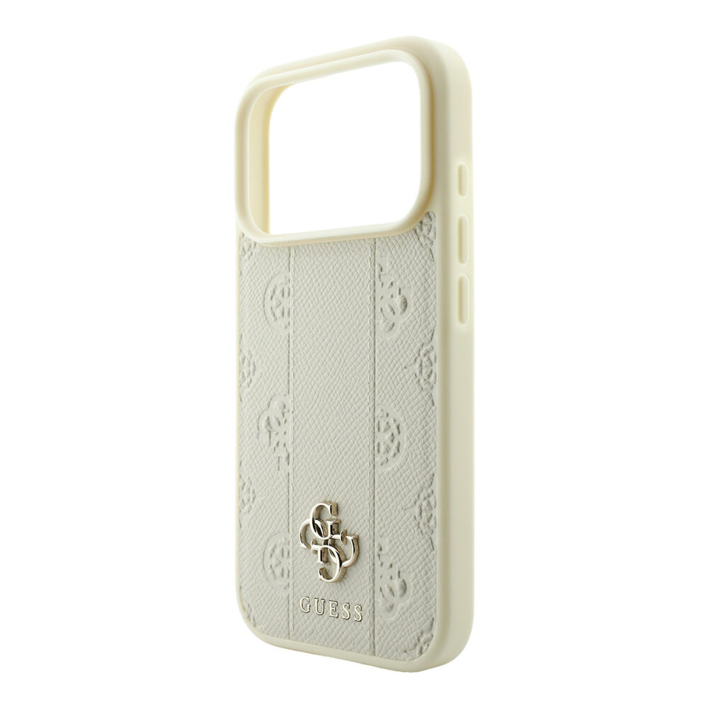Guess Guess iPhone 18 Pro Max Hoesje - MagSafe - PU - streeppatroon - harde behuizing - Peony 4G-logo - Beige Guess Guess iPhone 18 Pro Max Hoesje - MagSafe - PU - streeppatroon - harde behuizing - Peony 4G-logo - Beige