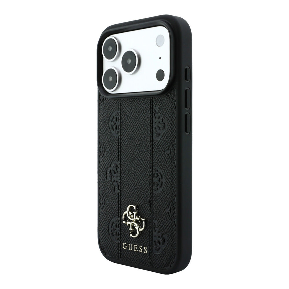 Guess Guess iPhone 18 Pro Max Hülle - MagSafe - PU - Streifenmuster - Hartschale - Peony 4G-Logo - Schwarz Guess Guess iPhone 18 Pro Max Hülle - MagSafe - PU - Streifenmuster - Hartschale - Peony 4G-Logo - Schwarz