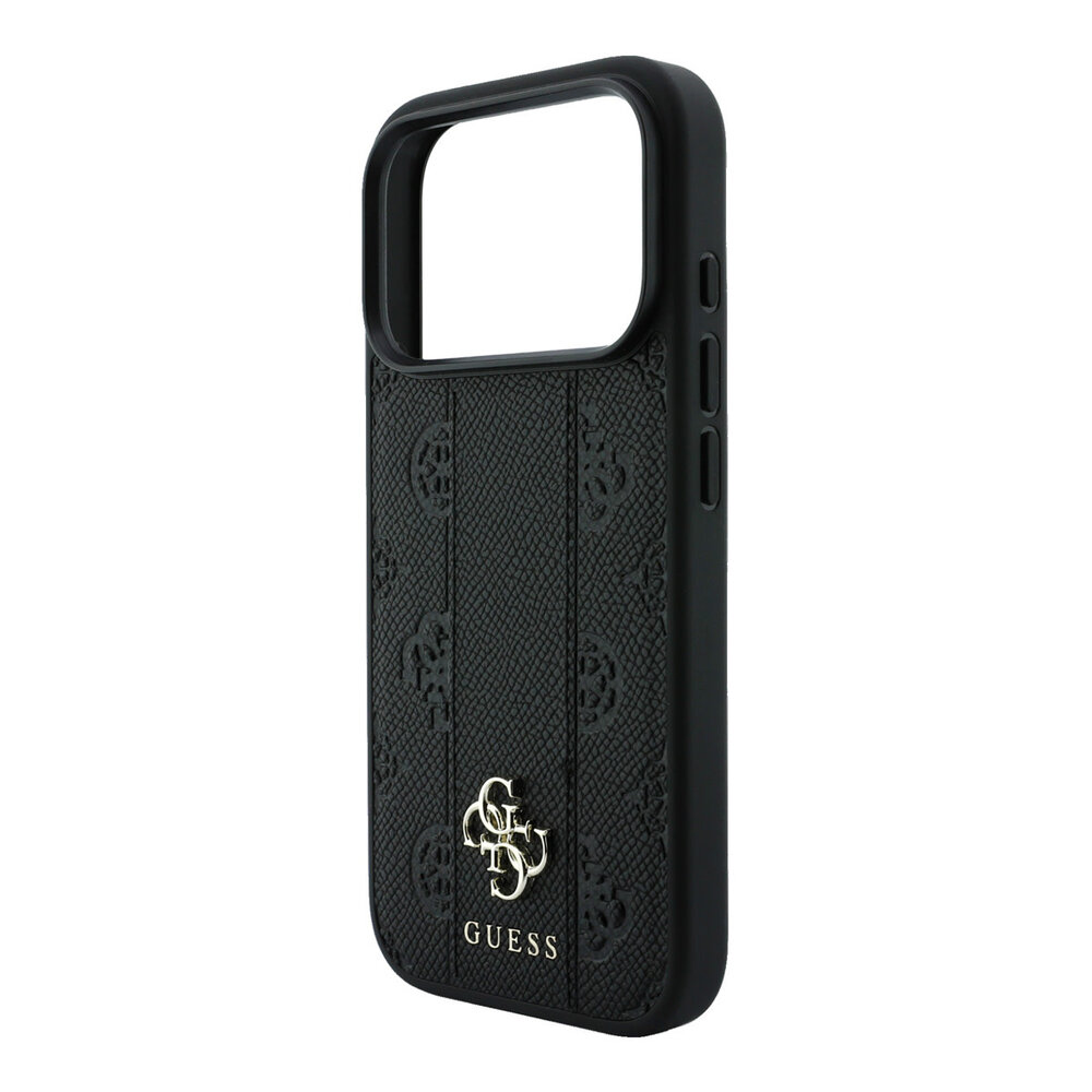 Guess Guess iPhone 18 Pro Max Hoesje - MagSafe - PU - streeppatroon - harde behuizing - Peony 4G-logo - Zwart Guess Guess iPhone 18 Pro Max Hoesje - MagSafe - PU - streeppatroon - harde behuizing - Peony 4G-logo - Zwart