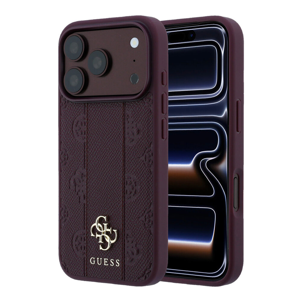 Guess Guess iPhone 18 Pro Max Hülle - MagSafe - PU - Streifenmuster - Hartschale - Peony 4G-Logo - Burgunderrot Guess Guess iPhone 18 Pro Max Hülle - MagSafe - PU - Streifenmuster - Hartschale - Peony 4G-Logo - Burgunderrot