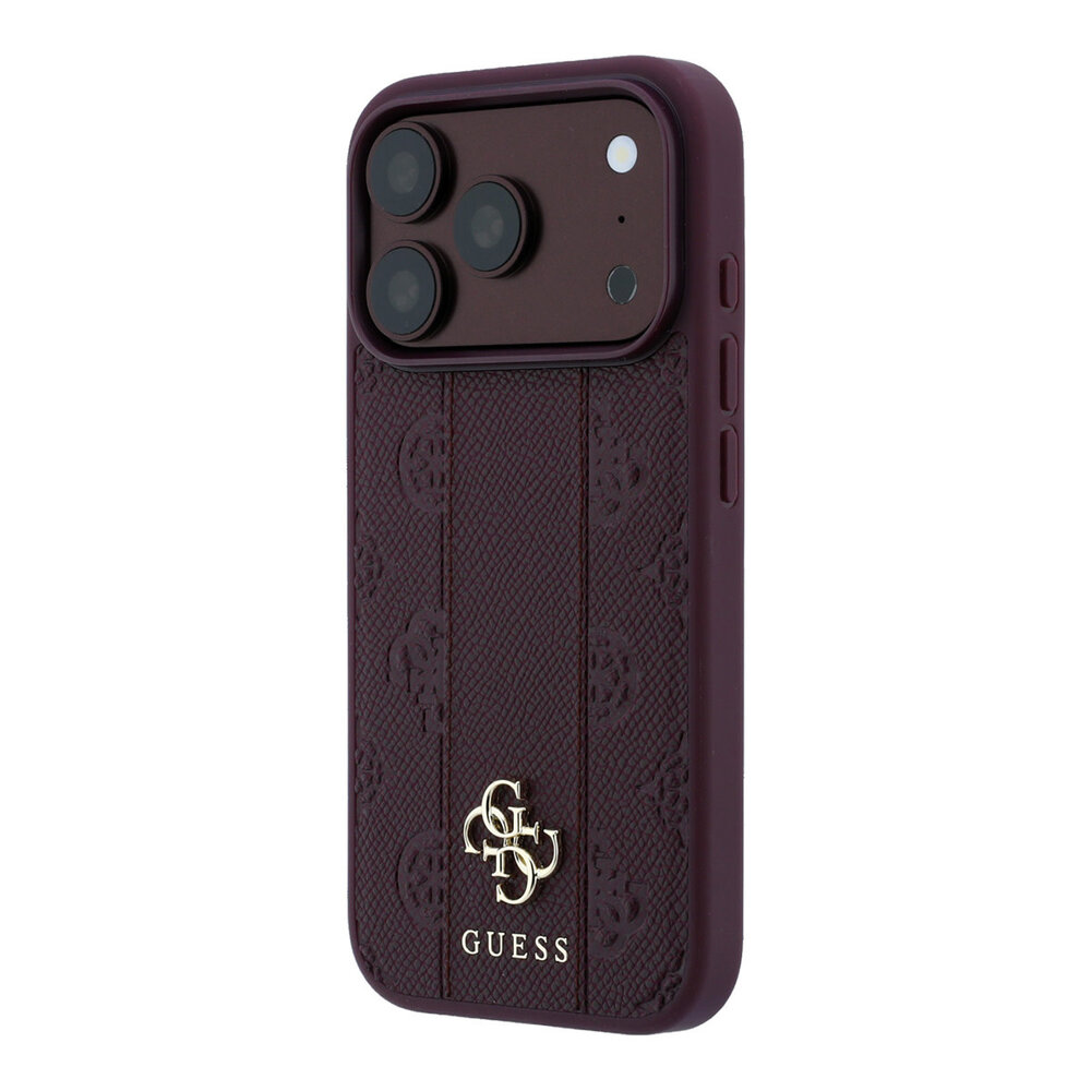 Guess Guess iPhone 18 Pro Max Coque - MagSafe - PU - motif rayé - structure rigide - logo Peony 4G - Bordeaux Guess Guess iPhone 18 Pro Max Coque - MagSafe - PU - motif rayé - structure rigide - logo Peony 4G - Bordeaux