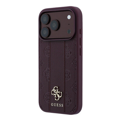 Guess Guess iPhone 18 Pro Max Hoesje - MagSafe - PU - streeppatroon - harde behuizing - Peony 4G-logo - Bordeauxrood Guess Guess iPhone 18 Pro Max Hoesje - MagSafe - PU - streeppatroon - harde behuizing - Peony 4G-logo - Bordeauxrood
