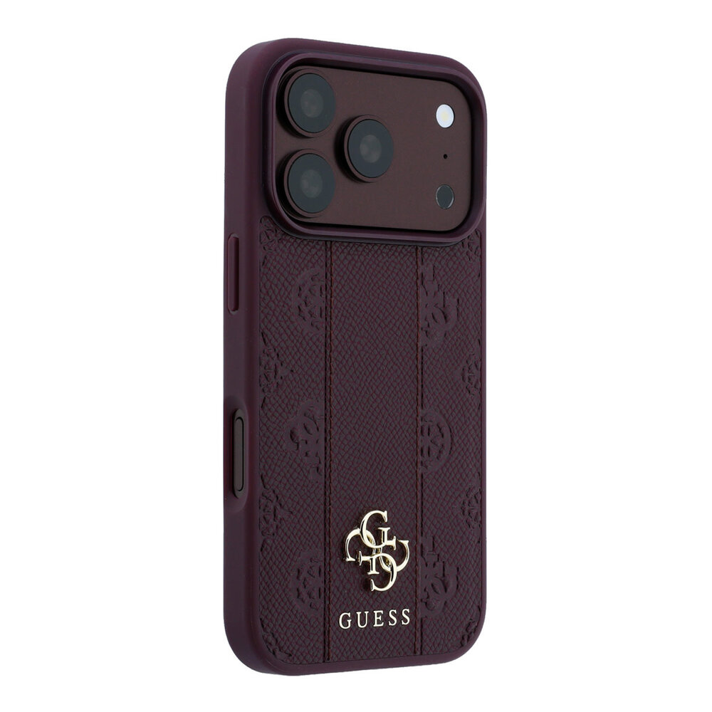 Guess Guess iPhone 18 Pro Max Hülle - MagSafe - PU - Streifenmuster - Hartschale - Peony 4G-Logo - Burgunderrot Guess Guess iPhone 18 Pro Max Hülle - MagSafe - PU - Streifenmuster - Hartschale - Peony 4G-Logo - Burgunderrot