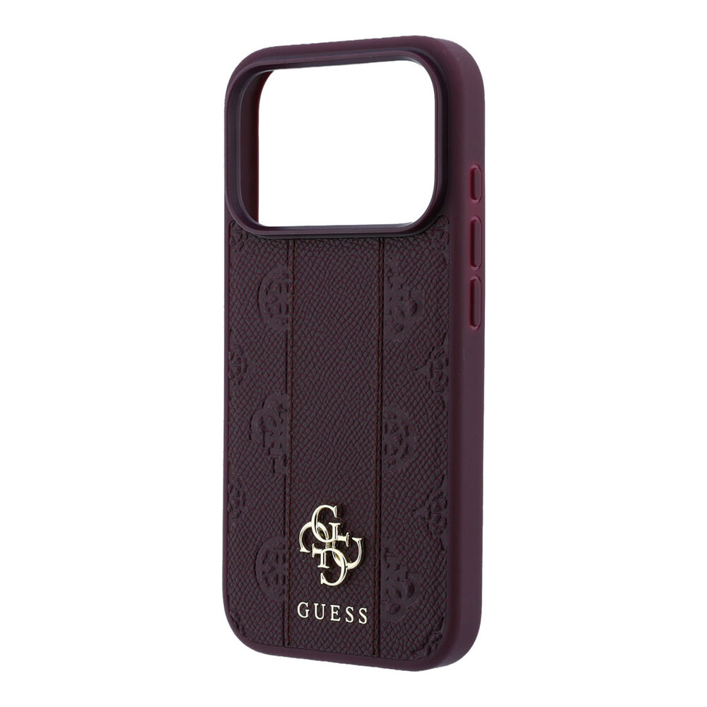 Guess Guess iPhone 18 Pro Max Hoesje - MagSafe - PU - streeppatroon - harde behuizing - Peony 4G-logo - Bordeauxrood Guess Guess iPhone 18 Pro Max Hoesje - MagSafe - PU - streeppatroon - harde behuizing - Peony 4G-logo - Bordeauxrood