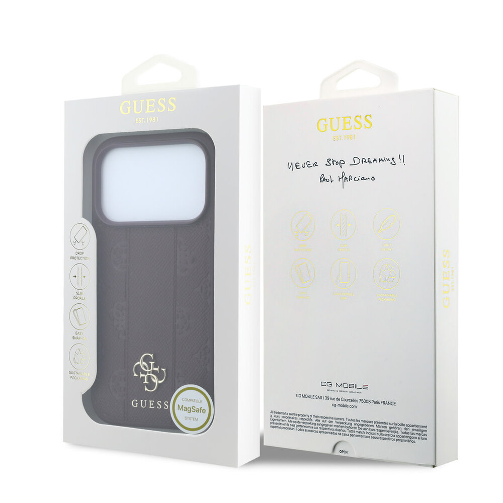 Guess Guess iPhone 18 Pro Max Hoesje - MagSafe - PU - streeppatroon - harde behuizing - Peony 4G-logo - Bordeauxrood Guess Guess iPhone 18 Pro Max Hoesje - MagSafe - PU - streeppatroon - harde behuizing - Peony 4G-logo - Bordeauxrood