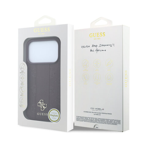 Guess Guess iPhone 18 Pro Max Hoesje - MagSafe - PU - streeppatroon - harde behuizing - Peony 4G-logo - Bordeauxrood Guess Guess iPhone 18 Pro Max Hoesje - MagSafe - PU - streeppatroon - harde behuizing - Peony 4G-logo - Bordeauxrood