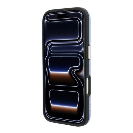 Karl Lagerfeld Karl iPhone 18 Pro Max Coque structure rigide - MagSafe - SW - PU grainé - logo signature en résine Bleu clair