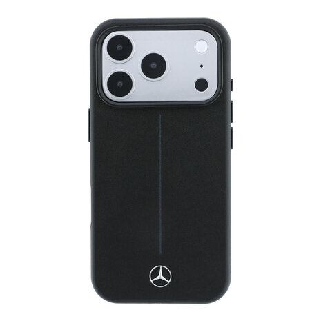 Mercedes-Benz Mercedes-Benz iPhone 18 Pro Hoesje harde behuizing - MagSafe - PU-leer - Semi Wrap - Iconic Line Zwart