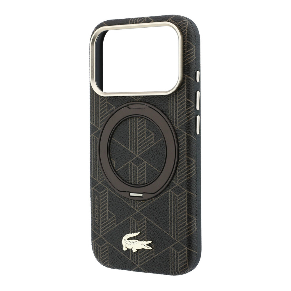 Lacoste Lacoste iPhone 18 Pro Max Coque structure rigide - MagSafe - PVC - The Blend - anneau support Marron/Or clair Lacoste Lacoste iPhone 18 Pro Max Coque structure rigide - MagSafe - PVC - The Blend - anneau support Marron/Or clair