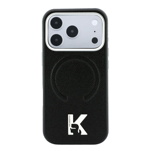 Karl Lagerfeld Karl Lagerfeld iPhone 18 Pro Max/iPhone 17 Pro Max Hartschalenhülle MagSafe SW Genarbtes PU Geprägter Ring Kameo-Logo - Schwarz