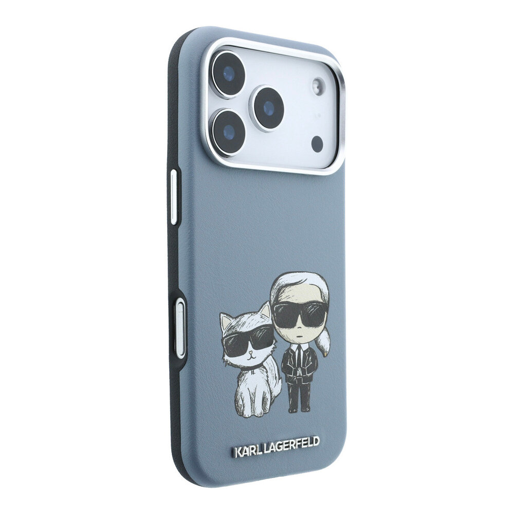 Karl Lagerfeld Karl iPhone 18 Pro Hoesje harde behuizing - MagSafe - SW - glad PU - KC Bodies Sketch Lichtblauw