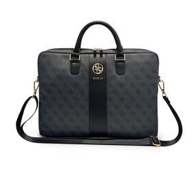 Guess Guess Sacoche pour ordinateur portable 4G - PU - logo 4G rond - logo classique - motif à rayures - 16 pouces Noir