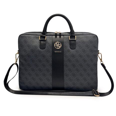 Guess Guess Laptoptas 4G - PU - rond 4G-logo - klassiek logo - streeppatroon - 16 inch Zwart