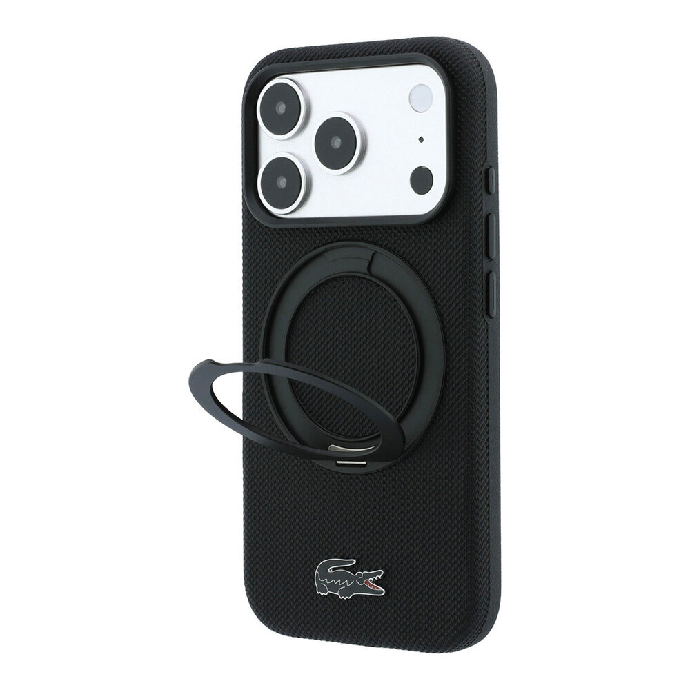Lacoste Lacoste iPhone 18 Pro Max Coque structure rigide - MagSafe - PVC - Petit Pique - anneau support Noir Lacoste Lacoste iPhone 18 Pro Max Coque structure rigide - MagSafe - PVC - Petit Pique - anneau support Noir