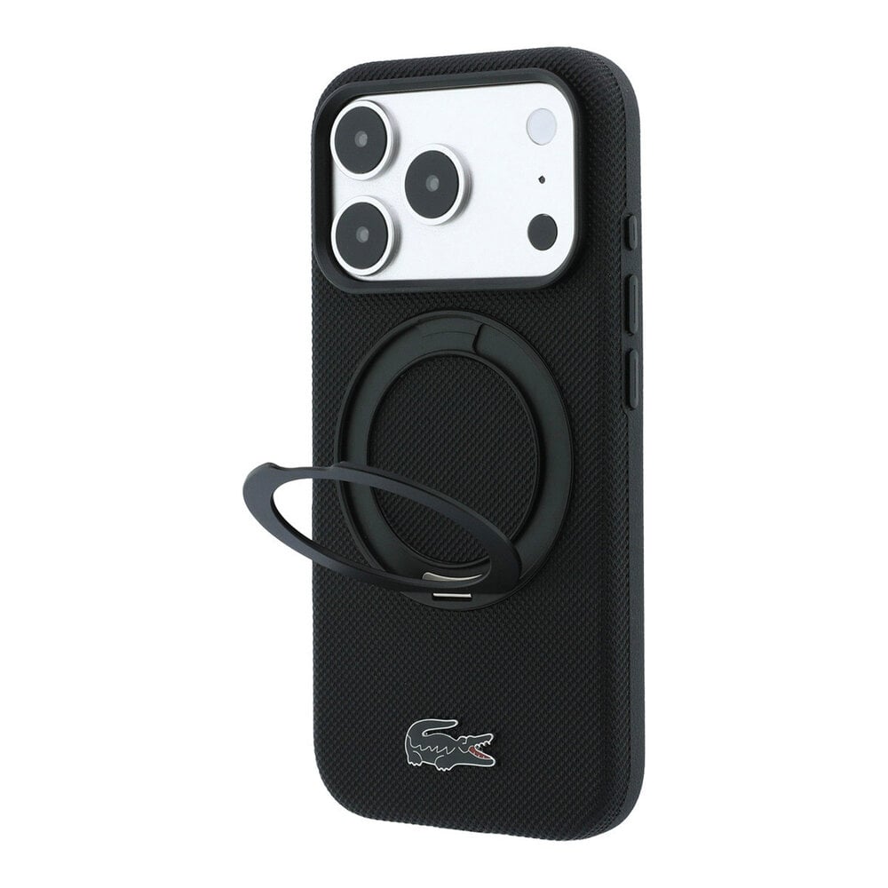 Lacoste Lacoste iPhone 18 Pro Max Hoesje harde behuizing - MagSafe - PVC - Petit Pique - ringstandaard Zwart