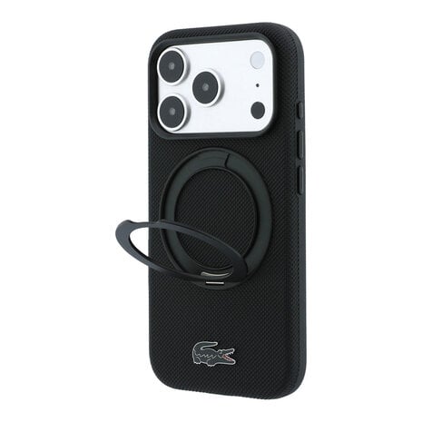 Lacoste Lacoste iPhone 18 Pro Max Hoesje harde behuizing - MagSafe - PVC - Petit Pique - ringstandaard Zwart
