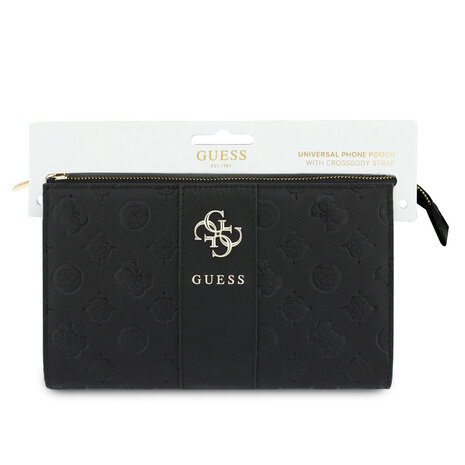 Guess Guess Telefoontas Peony - PU - 4G-logo - klassiek logo - streeppatroon Zwart Guess Guess Telefoontas Peony - PU - 4G-logo - klassiek logo - streeppatroon Zwart