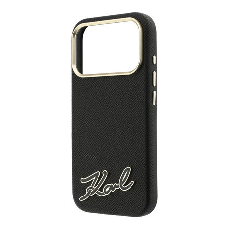 Karl Lagerfeld Karl iPhone 18 Pro Max Hoesje harde behuizing - MagSafe - SW - generfd PU - signatuurlogo van hars Zwart Karl Lagerfeld Karl iPhone 18 Pro Max Hoesje harde behuizing - MagSafe - SW - generfd PU - signatuurlogo van hars Zwart