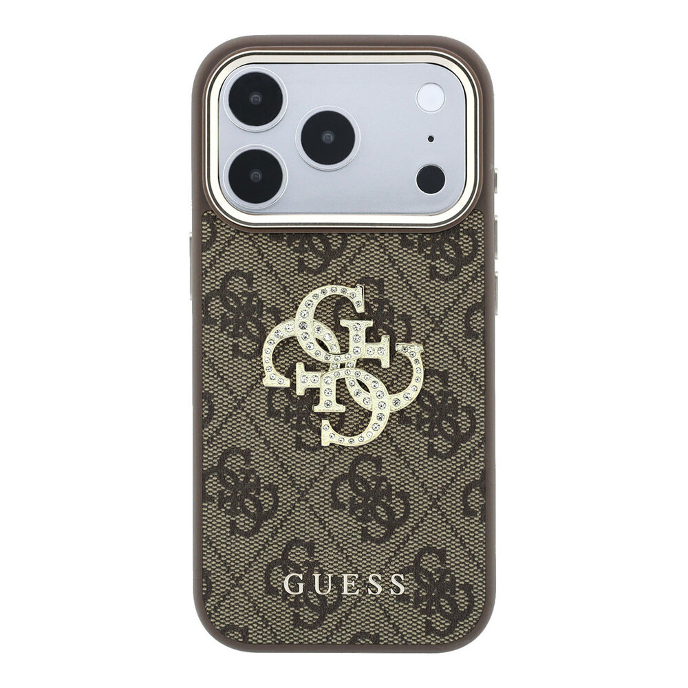Guess Guess iPhone 18 Pro Max Hülle Hartschale - 4G - PU - großes Strasslogo Braun Guess Guess iPhone 18 Pro Max Hülle Hartschale - 4G - PU - großes Strasslogo Braun