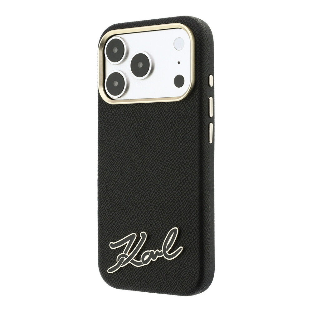 Karl Lagerfeld Karl iPhone 18 Pro Max Hoesje harde behuizing - MagSafe - SW - generfd PU - signatuurlogo van hars Zwart Karl Lagerfeld Karl iPhone 18 Pro Max Hoesje harde behuizing - MagSafe - SW - generfd PU - signatuurlogo van hars Zwart