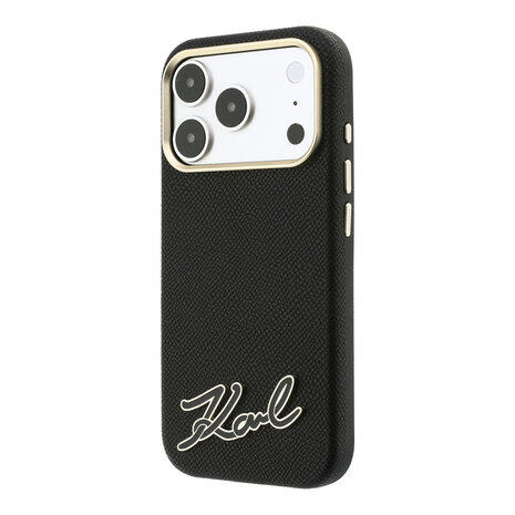 Karl Lagerfeld Karl iPhone 18 Pro Max Hoesje harde behuizing - MagSafe - SW - generfd PU - signatuurlogo van hars Zwart Karl Lagerfeld Karl iPhone 18 Pro Max Hoesje harde behuizing - MagSafe - SW - generfd PU - signatuurlogo van hars Zwart