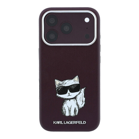 Karl Lagerfeld Karl iPhone 18 Pro Case hard shell - MagSafe - SW - smooth PU - Choupette Sketch Burgundy Karl Lagerfeld Karl iPhone 18 Pro Case hard shell - MagSafe - SW - smooth PU - Choupette Sketch Burgundy