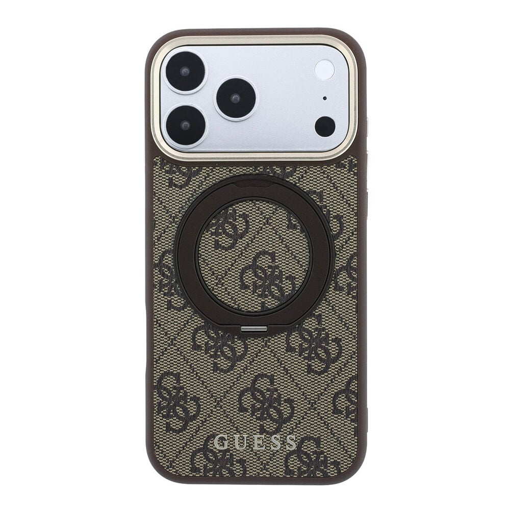 Guess Guess iPhone 18 Pro Hoesje harde behuizing - MagSafe - ringstandaard 360 - 4G - PU - klassiek logo Bruin Guess Guess iPhone 18 Pro Hoesje harde behuizing - MagSafe - ringstandaard 360 - 4G - PU - klassiek logo Bruin