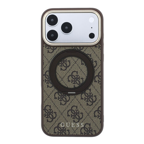 Guess Guess iPhone 18 Pro Hoesje harde behuizing - MagSafe - ringstandaard 360 - 4G - PU - klassiek logo Bruin Guess Guess iPhone 18 Pro Hoesje harde behuizing - MagSafe - ringstandaard 360 - 4G - PU - klassiek logo Bruin