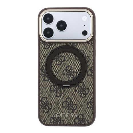 Guess Guess iPhone 18 Pro Hülle Hartschale - MagSafe - 360-Grad-Ringständer - 4G - PU - klassisches Logo Braun Guess Guess iPhone 18 Pro Hülle Hartschale - MagSafe - 360-Grad-Ringständer - 4G - PU - klassisches Logo Braun