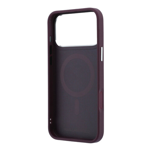 Karl Lagerfeld Karl Lagerfeld iPhone 18 Pro Max/iPhone 17 Pro Max Hartschalenhülle MagSafe PU 360° Ringständer KC Heads-Anstecker - Bordeaux