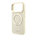 Guess Guess iPhone 18 Pro Max/iPhone 17 Pro Max Hartschalenhülle MagSafe Genarbtes PU 360° Ringständer Klassisches Logo - Beige