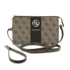 Guess Pochette pour téléphone 4G - PU - logo 4G rond - logo classique - motif à rayures Marron