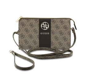 Guess Guess Telefoontas 4G - PU - rond 4G-logo - klassiek logo - streeppatroon Bruin