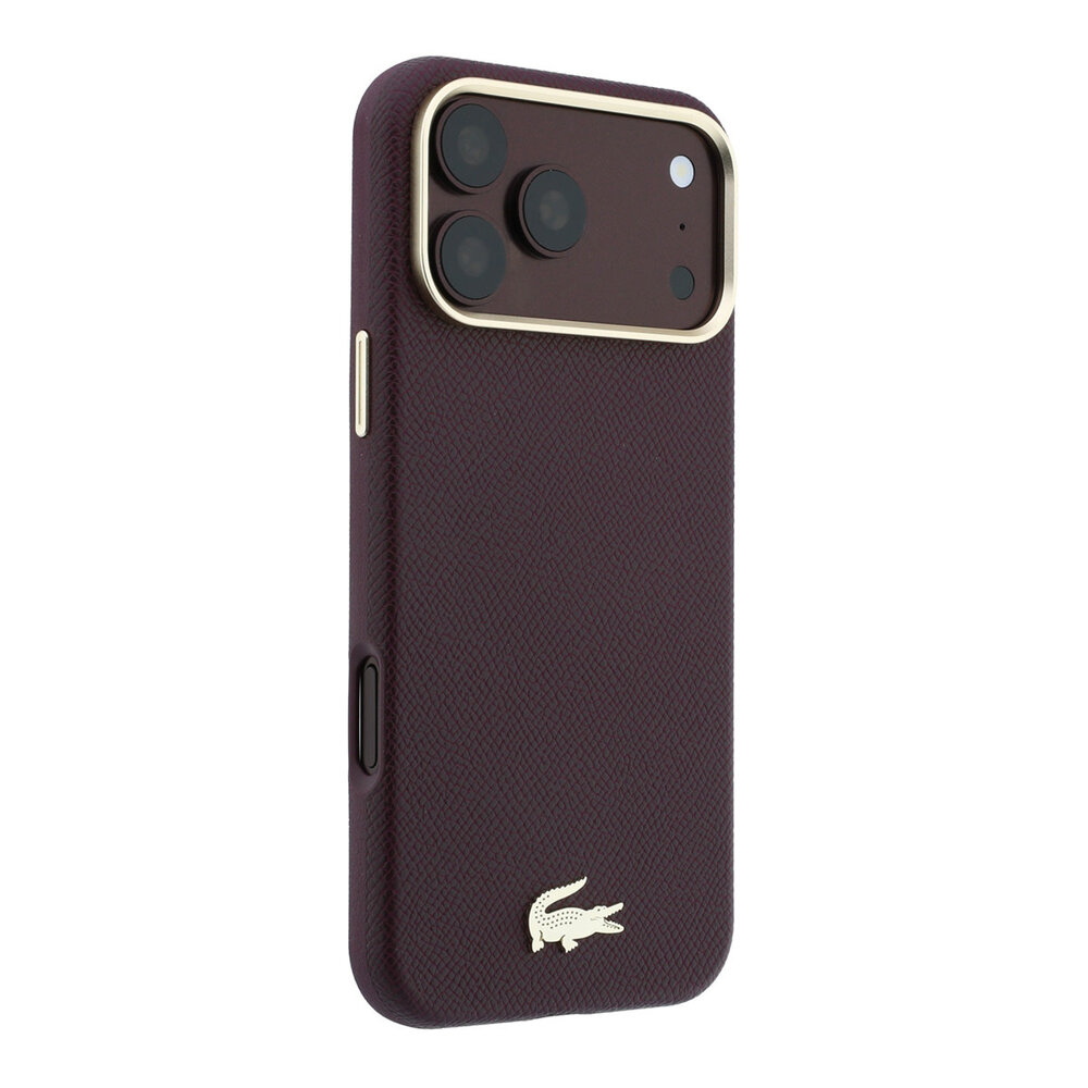 Lacoste Lacoste iPhone 18 Pro Max Hülle Hartschale - MagSafe - PVC - Champs Elysees - Prägung Bordeauxrot Lacoste Lacoste iPhone 18 Pro Max Hülle Hartschale - MagSafe - PVC - Champs Elysees - Prägung Bordeauxrot