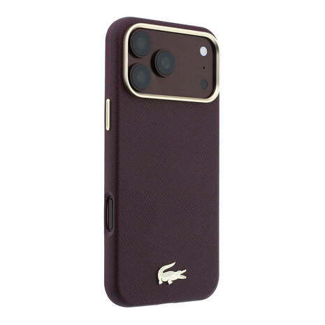 Lacoste Lacoste iPhone 18 Pro Max Hoesje harde behuizing - MagSafe - PVC - Champs Elysees - reliëf Bordeauxrood
