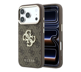 Guess Guess iPhone 18 Pro Case hard shell - 4G - PU - large rhinestone logo Brown Guess Guess iPhone 18 Pro Case hard shell - 4G - PU - large rhinestone logo Brown