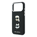 Karl Lagerfeld Karl Lagerfeld iPhone 18 Pro Max/iPhone 17 Pro Max Hartschalenhülle SW PU Saffiano Karl und Choupette Kopf-Anstecker Logo - Schwarz
