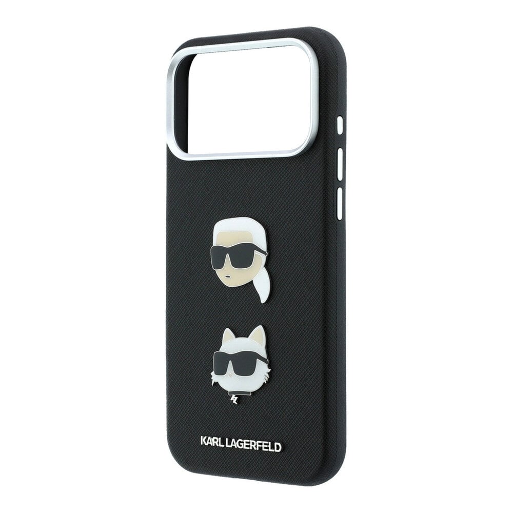 Karl Lagerfeld Karl iPhone 18 Pro Max Coque structure rigide - SW - PU - Saffiano - insignes K&C Heads - logo Noir Karl Lagerfeld Karl iPhone 18 Pro Max Coque structure rigide - SW - PU - Saffiano - insignes K&C Heads - logo Noir