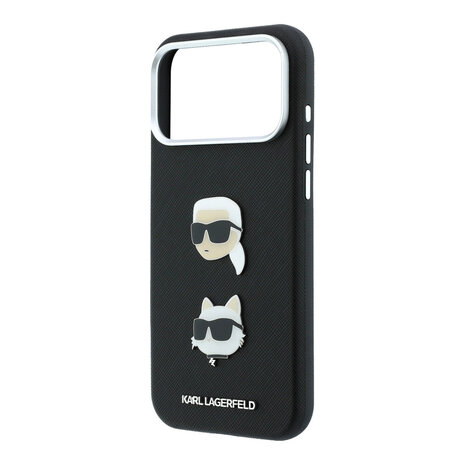 Karl Lagerfeld Karl iPhone 18 Pro Max Coque structure rigide - SW - PU - Saffiano - insignes K&C Heads - logo Noir Karl Lagerfeld Karl iPhone 18 Pro Max Coque structure rigide - SW - PU - Saffiano - insignes K&C Heads - logo Noir